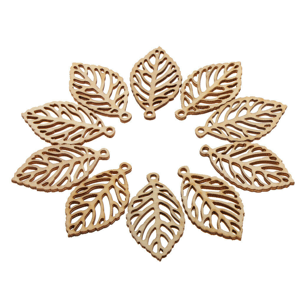 10Pcs Wooden Ornament Embellishments Crafts for DIY Dangle Earrings Jewelry