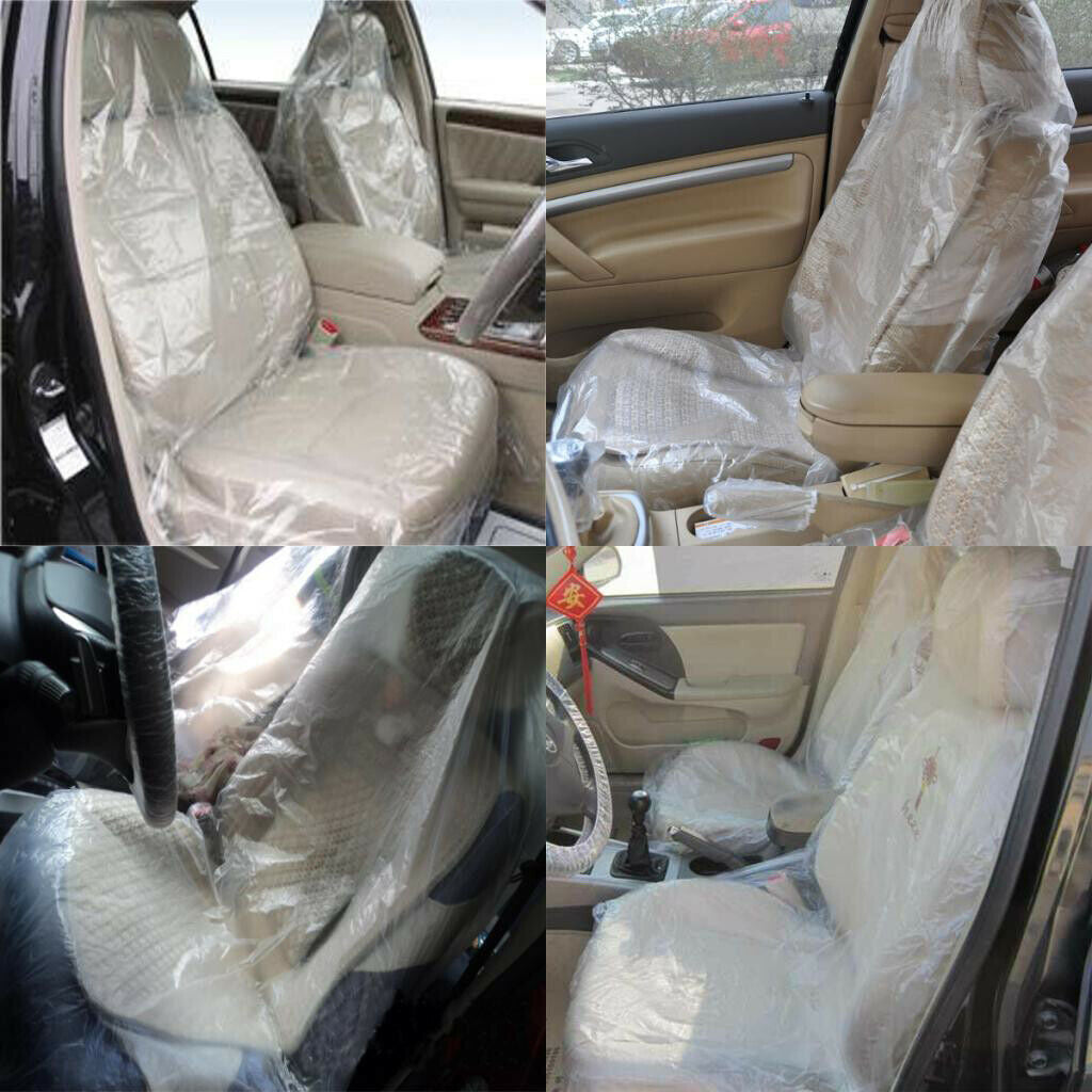 100Pcs Disposable Plastic Films Car Seat Covers Protector Mechanic Valet