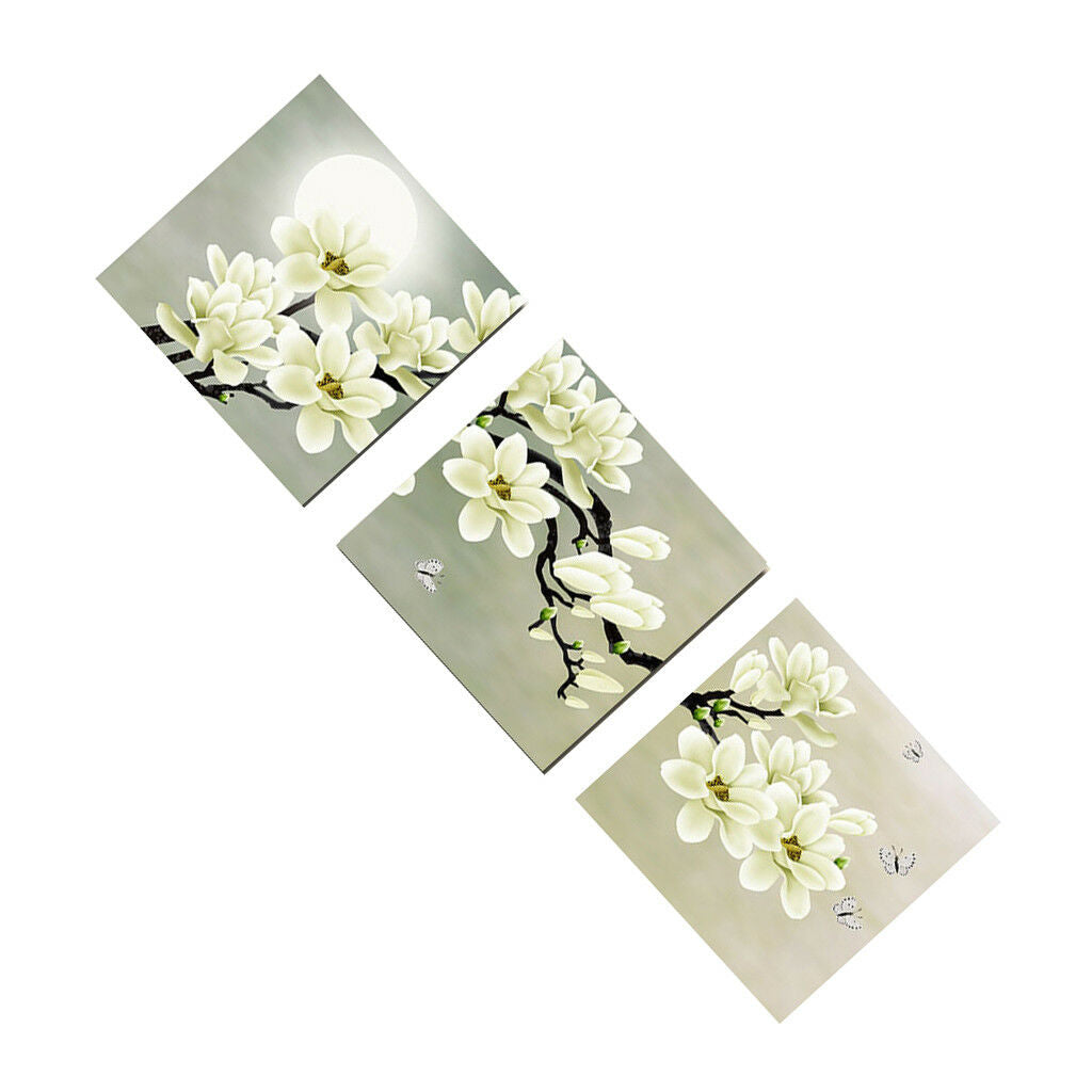3-panel Canvas Wall Artwork Painting Set White Orchid Living Room Decor 40cm