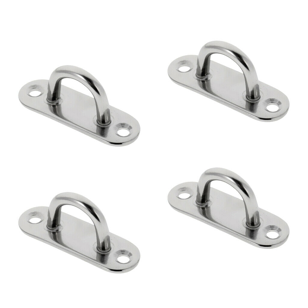 4pcs 5mm Stainless Steel Oblong Eye Plates Staple Ring Hook for Marine Boat