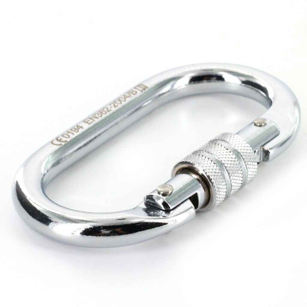 25KN Oval Screw Locking Carabiner + 20KN