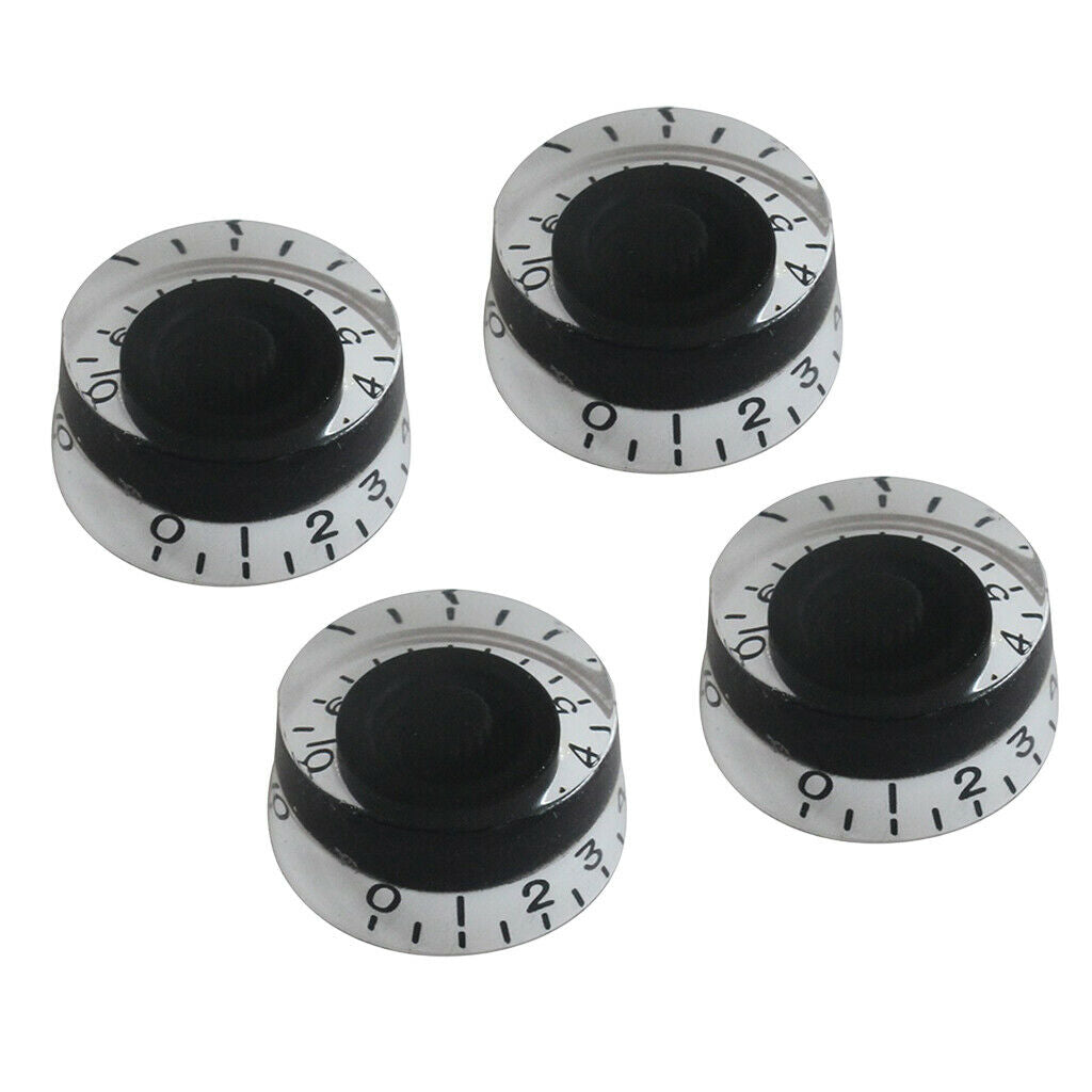 4-Piece Black Plastic Top Hat Guitar Speed Bell Knob Volume   Control Knob