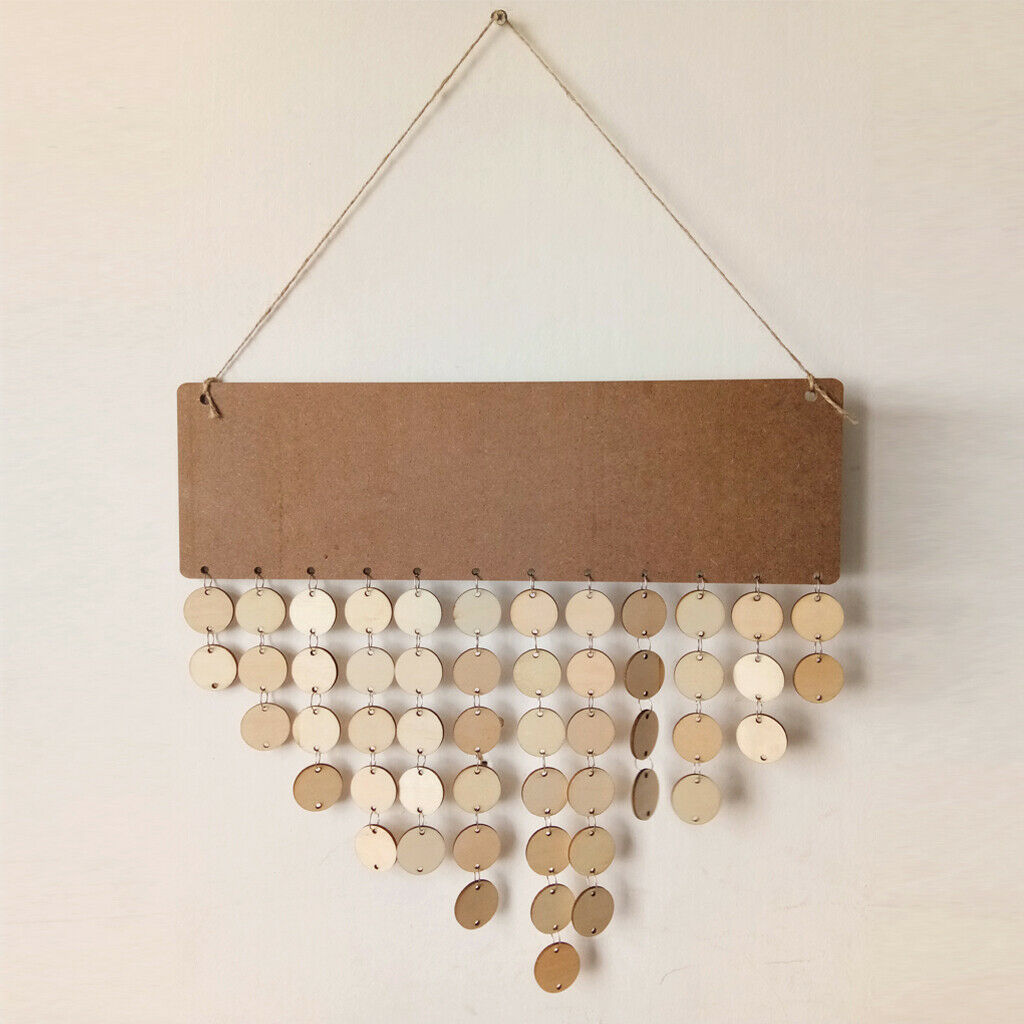 DIY Wooden Board Reminder Calendar with 50pcs Round Disc Family Celebrations