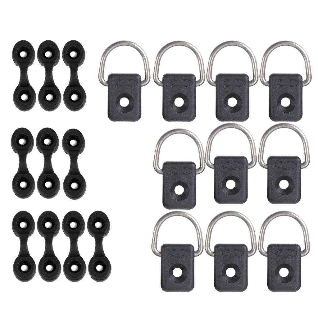 Canoe Kayak Deck Pad Eyes Loops + D Ring Fitting Rigging Hardware Safety Kit
