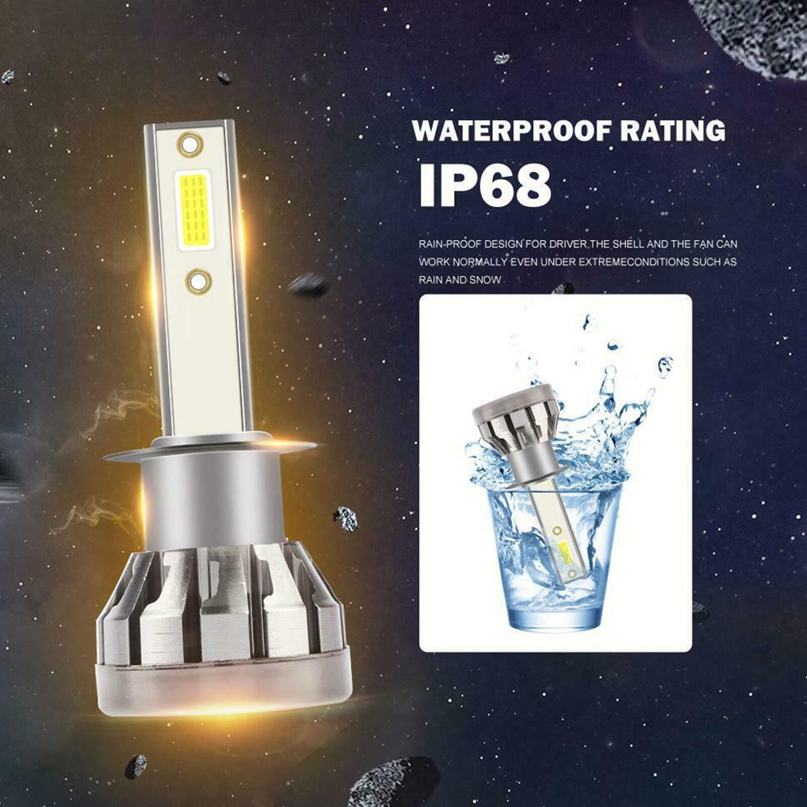 H1 LED Headlight 2000W 300000LM High Beam or Fog Light Bulb 6000K Xenon White