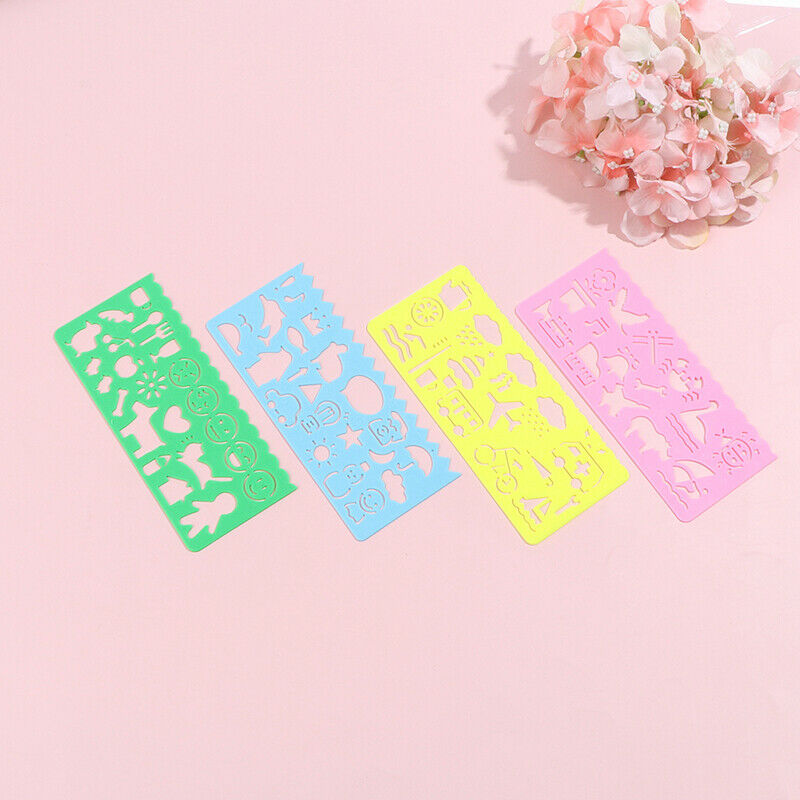 4pcs Stationery Cartoon Cute Manual Board Ruler Child Painting Template D.l8