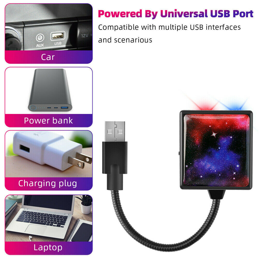 USB Car Interior Roof Atmosphere Starrry Sky LED Lamp Projector Star Night Light