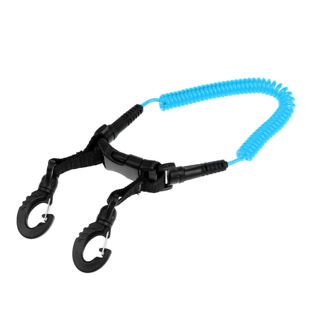 Scuba Diving Coil Camera Lanyard with Clips & Quick Release Buckle blue
