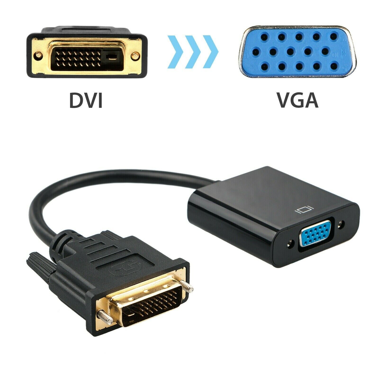 DVI-D 24+1 Pin Male to VGA 15Pin 1080p Female Active Cable Adapter Converter