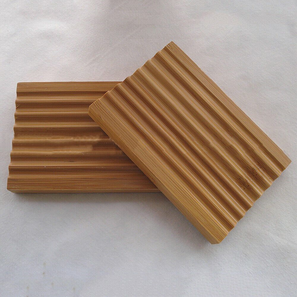 1Pc Wooden Soap Dish Holder Groovy Corrugated Tray Rack Storage Box Bathroom
