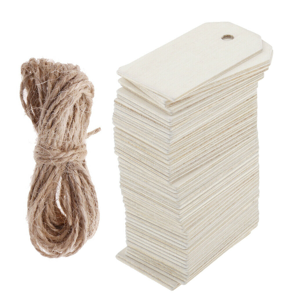 10x Wood Gift Tags Blank Wooden Hanging Label for Wine Decor Wedding White