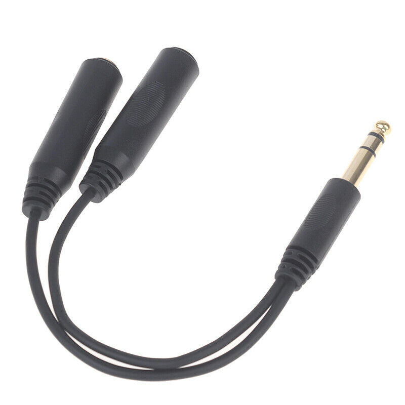 6.35 mm Male to 2 6.35 mm Female Adapter Cable 1/4 6.35mm Plug Audio Co.l8