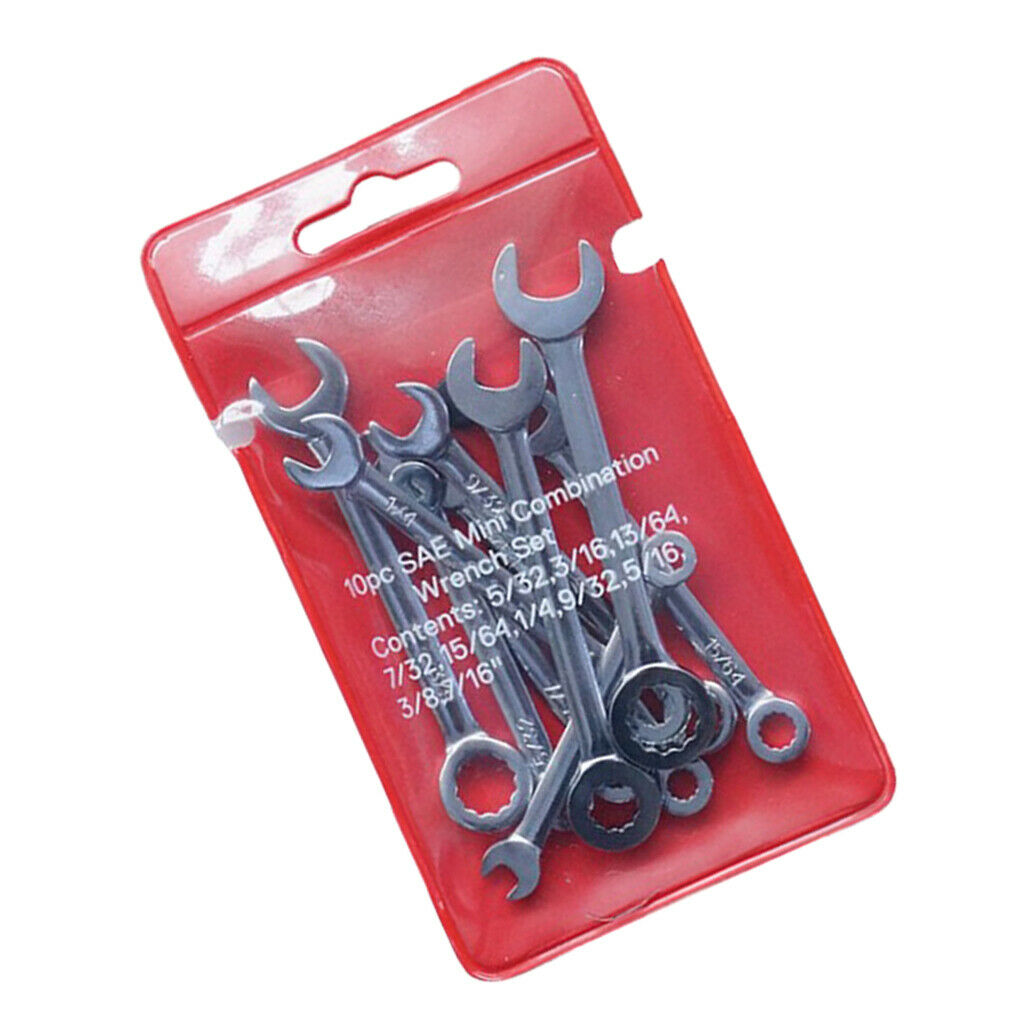 10 Pcs Steel Polished Ratcheting Spanner Wrench Set Flex-Head British System