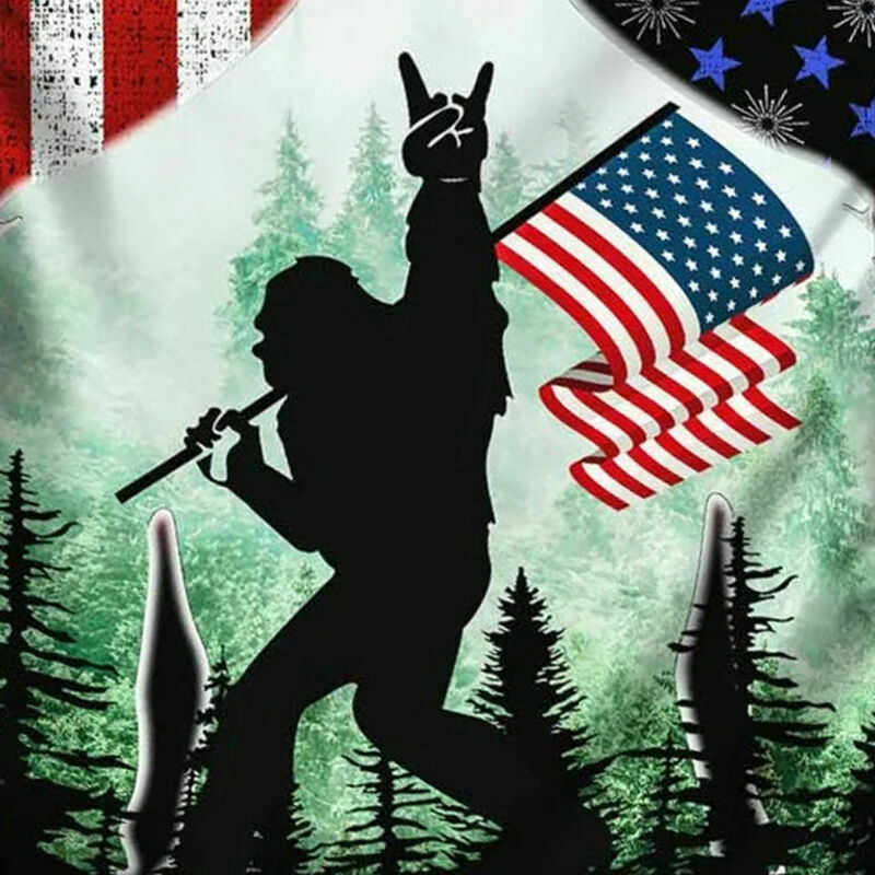 Bigfoot Sasquatch On Rock American Fla Garden Flag House Flag - Decor Gift