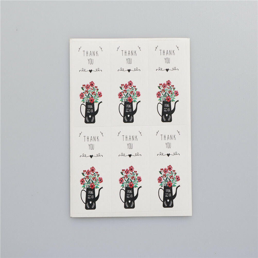 60x Thankyou Flowers Paper Baking Cake Seal Label Hand Made Gift Sticke.l8