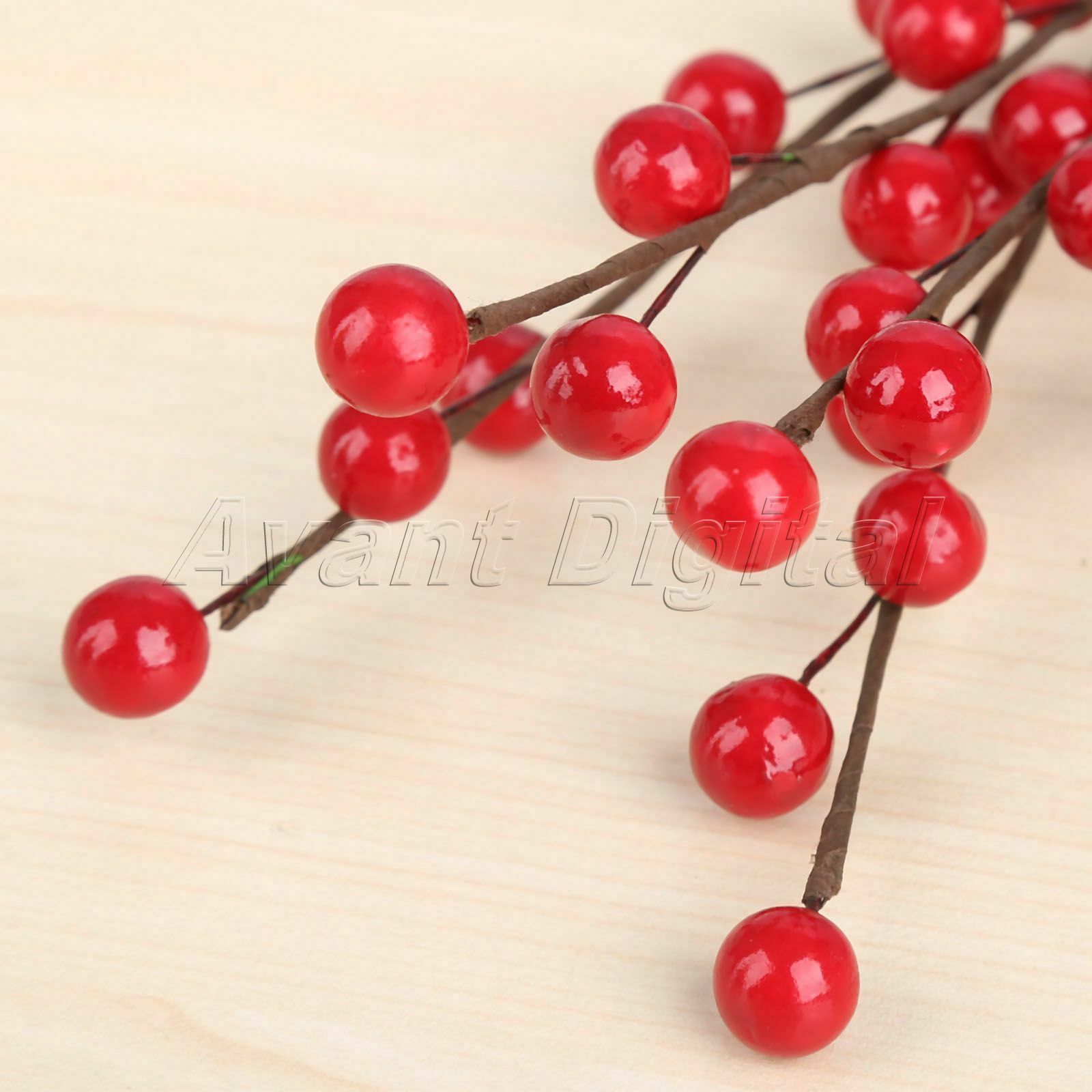Decoration Red Artificial Holly Berries Branch DIY Christmas Berry Wreath 10Pcs