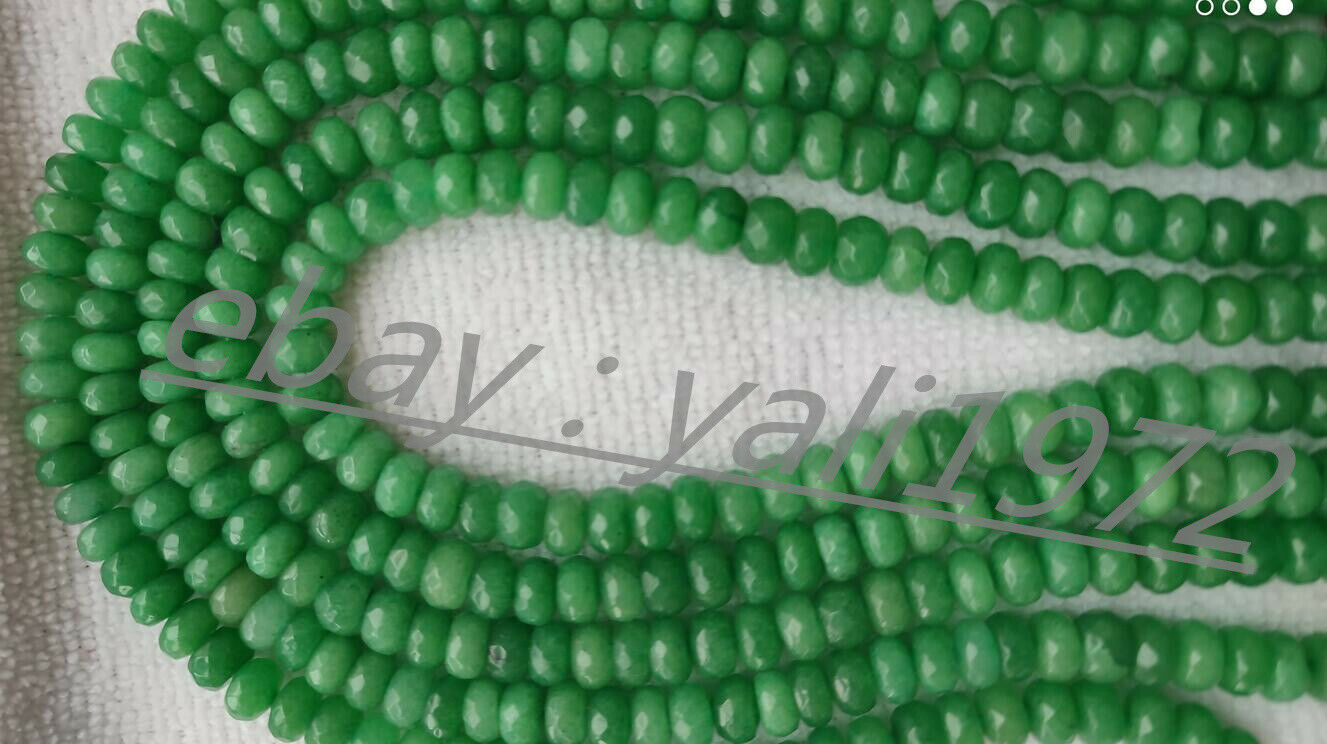 2 Strand Natural 5X8mm Faceted Green Emerald Gems Loose Beads 15"