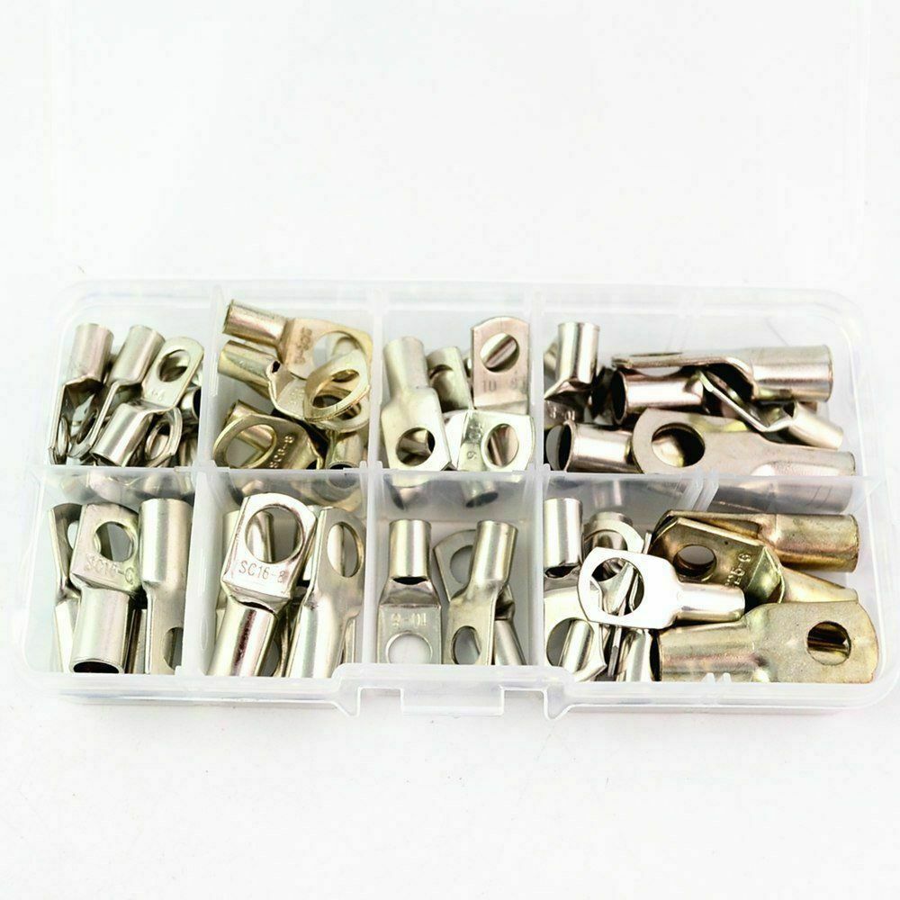60PCS Wire Terminals SC Tinned Copper Lug Ring Wire Connectors Bare Terminals
