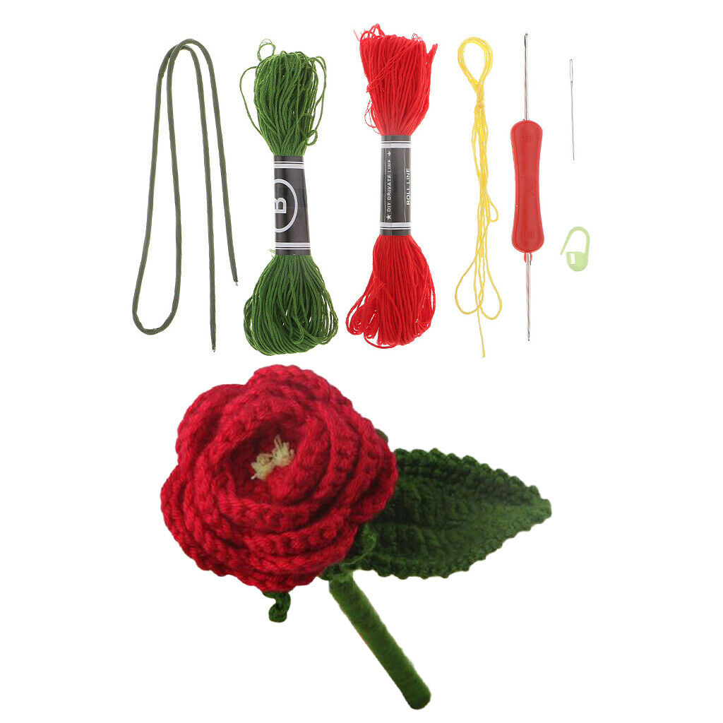 DIY Crochet Kits Red Rose Sewing Material Package For Adults Crochet Lovers