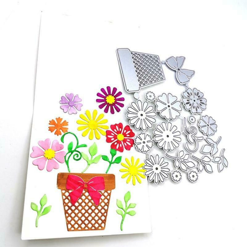 Flower Pot Metal Cutting Dies Stencil Scrapbooking DIY Album Stamp Paper Emboss