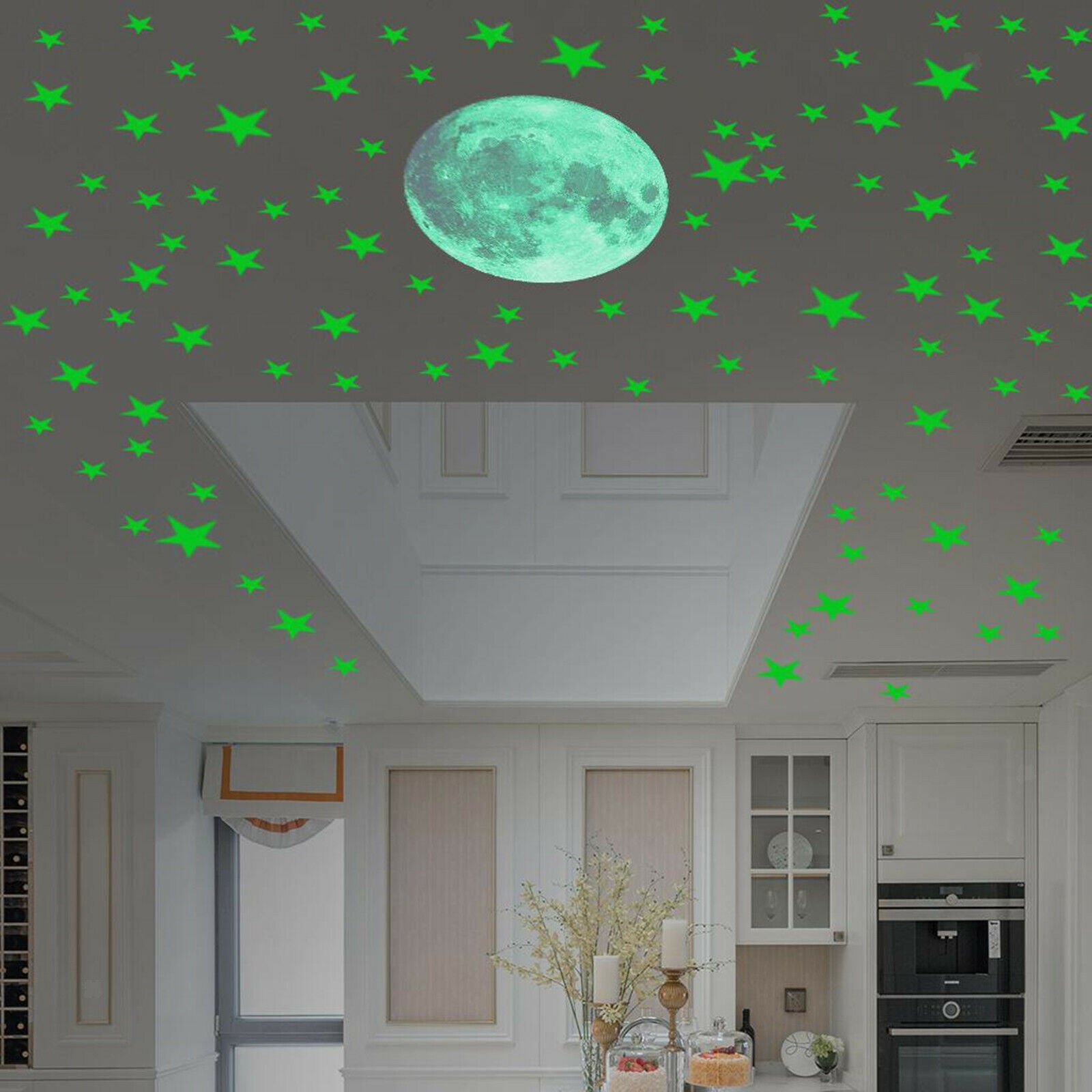 435x Planet & Stars Glow In The Dark Wall Stickers Kids Bedroom Decals Decor