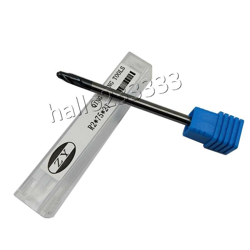 R2×75×2Flute 2mm shank 2 Flute Ball nose carbide End Mill Cutter CNC HRC45°