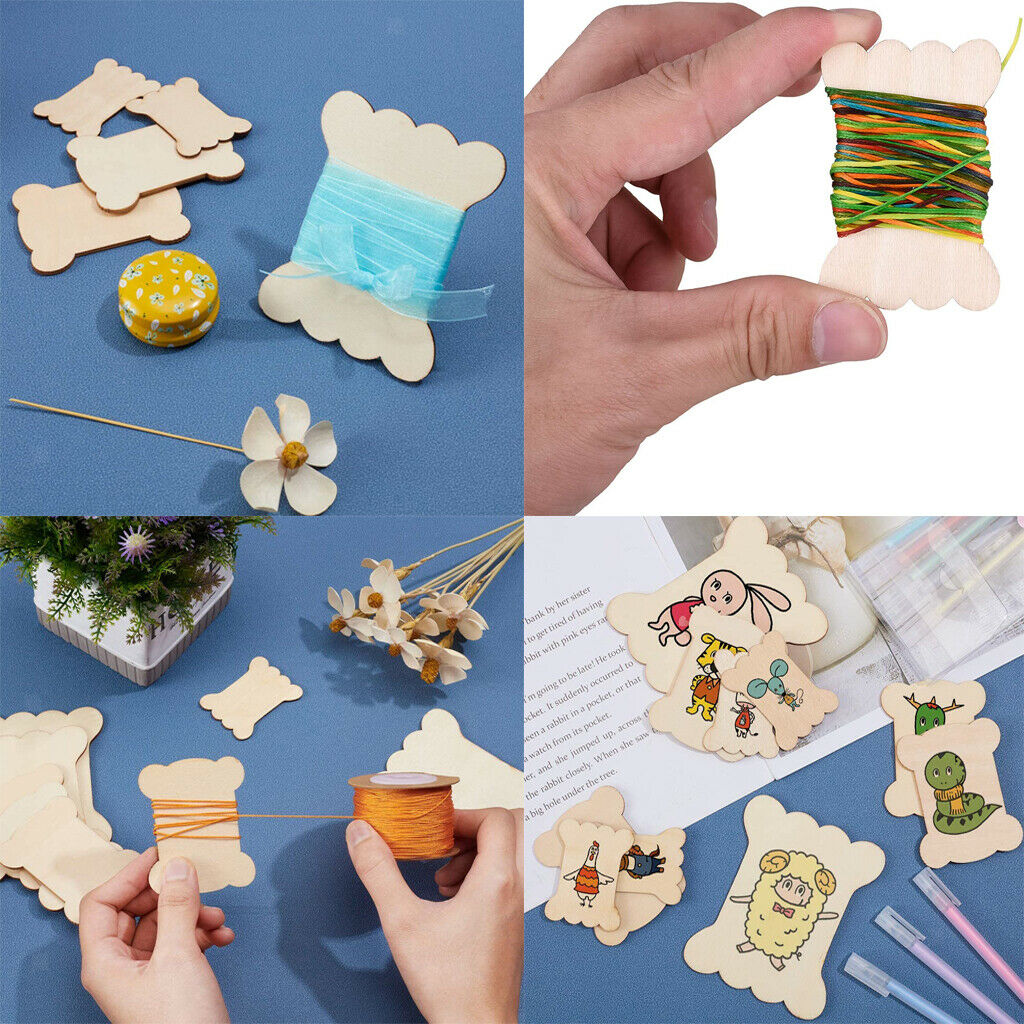 20 Pieces Bone Shape Wooden Embroidery Thread Bobbin DIY Needlework Holder