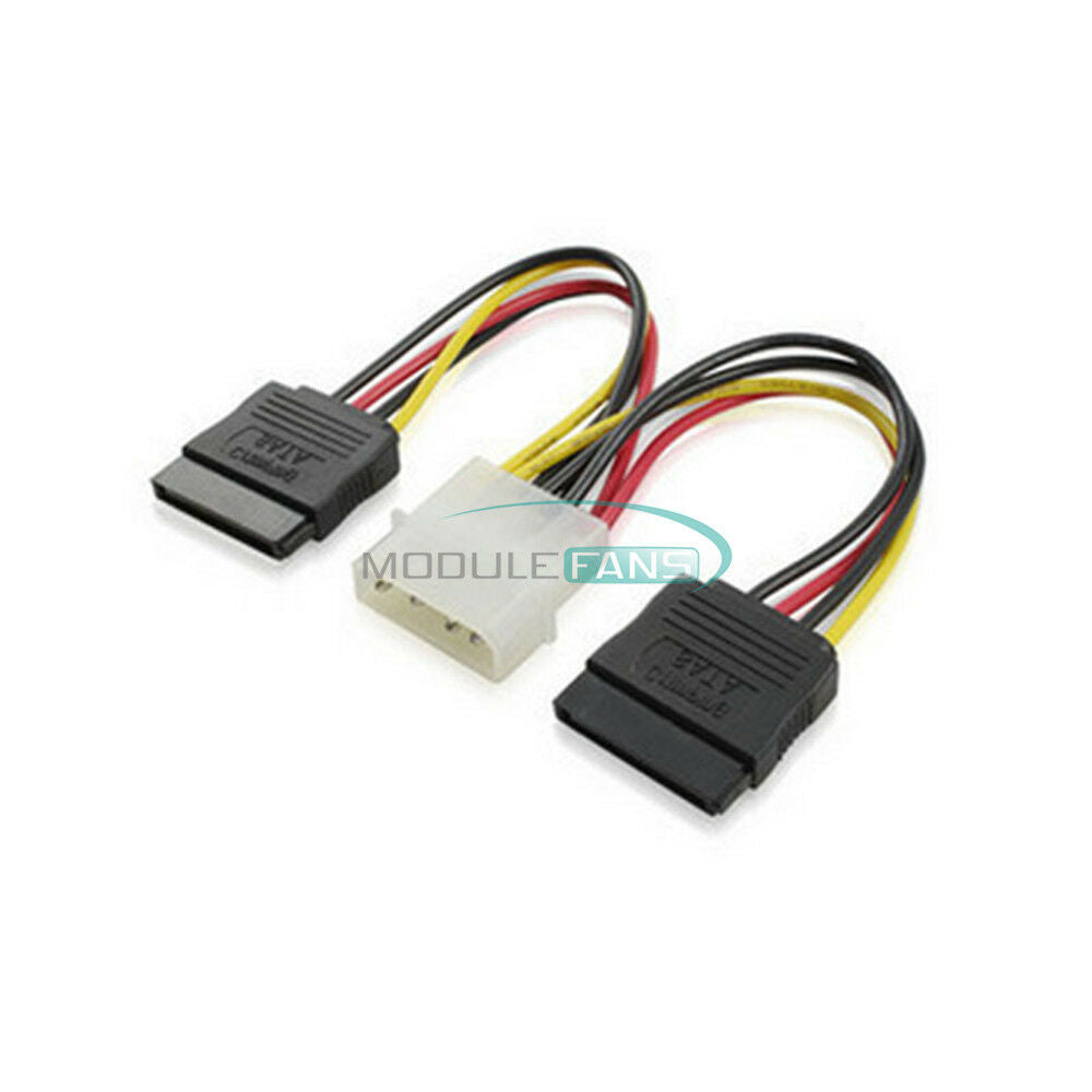 4 Pin IDE Molex to 2 Serial ATA SATA Hard Drive Power Adapter Wire Cable