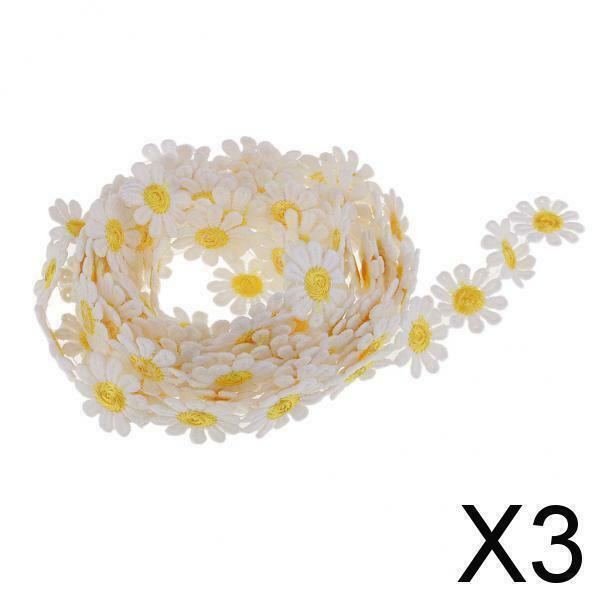 3X 3Yard Daisy Flower Lace Trim Ribbon Applique Craft DIY Cloth Ornaments