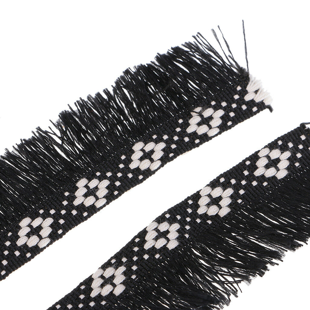 3 Yards Jacquard Ribbon Lace Trim Tassel Fringe Trim for DIY Cushion Curtain