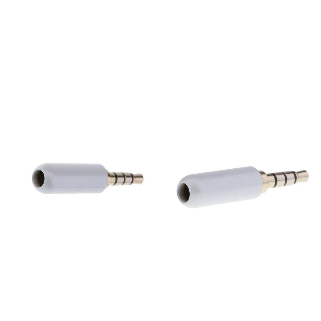 2 Pieces 3.5mm 1/8" TRRS 4 Pole Male Plug A/V Solder Connector White