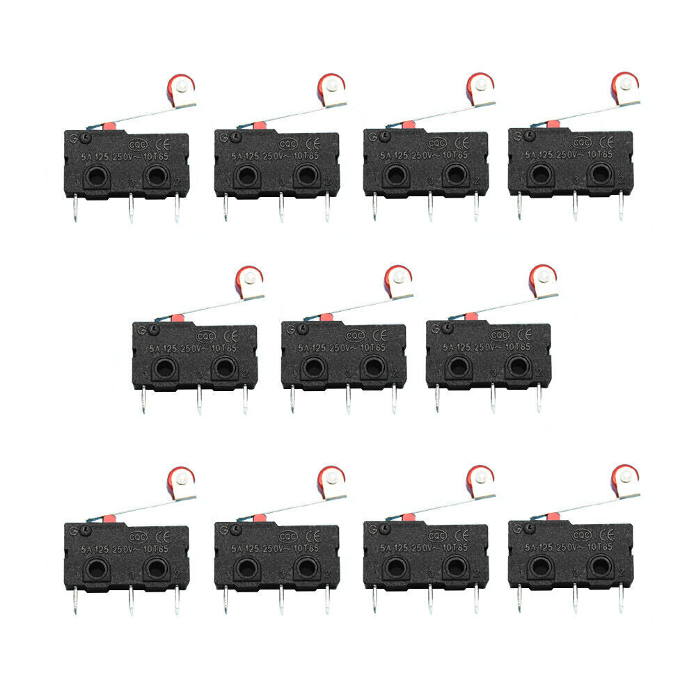 10 Pcs 3PIN Mini SPDT Micro Limit Switch Roller Lever Arm Snap Action Switch