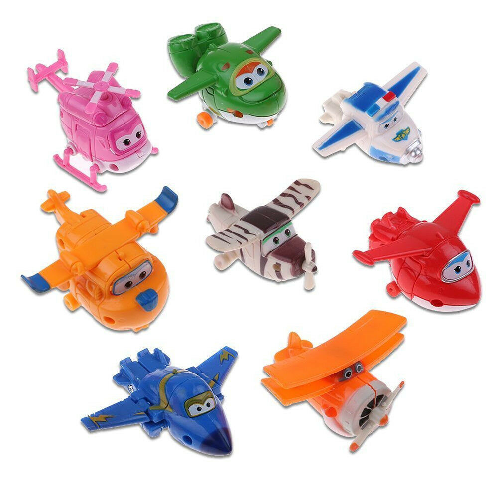 8PCS TV Animation Super Wings Transforming Plane Mini Toys Characters kids Retro