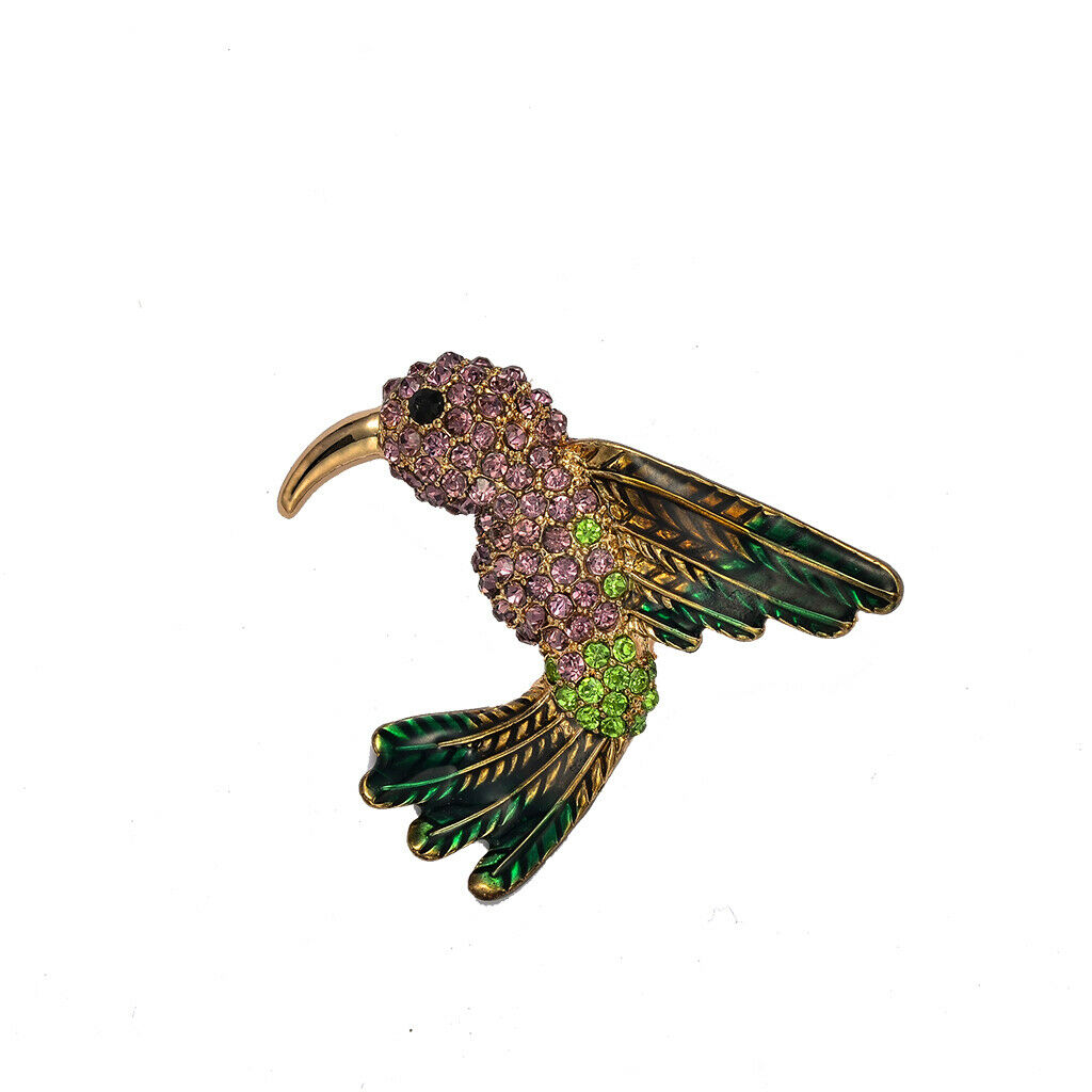 Korean Diamond Crystals Lovely Children Humming Bird Brooch Pin Ornaments