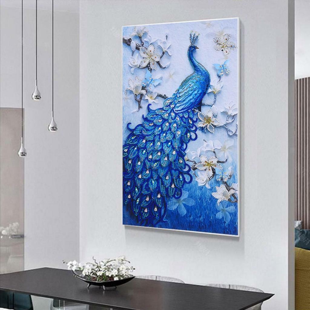 Peacock Shaped DIY 5D Diamond Embroidery Painting Kit for Beginner Art Decor