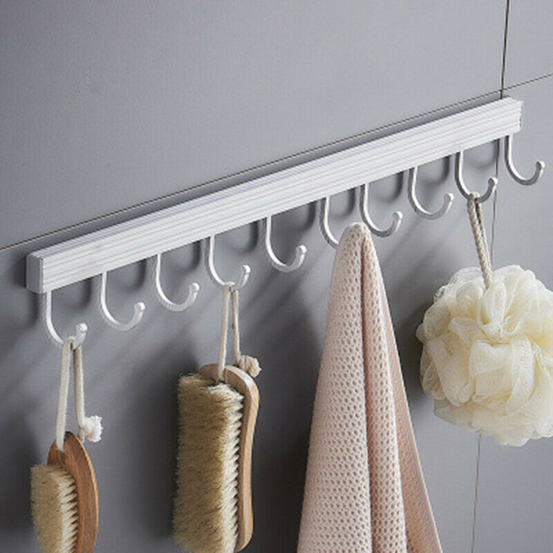 Wall Shelf with Hook Spice Rack Rail Bar Wall Mounted Storage Hanger OrganizFCA