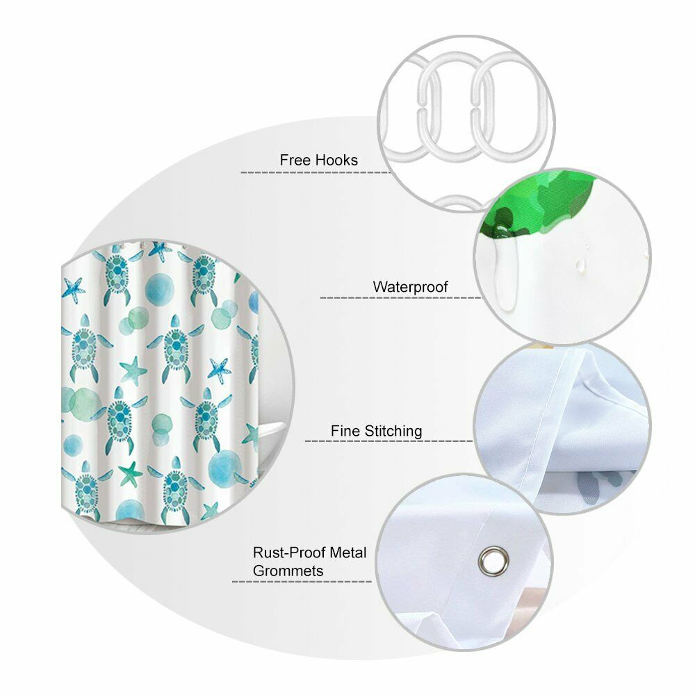 Santa Claus Shower Curtain Bathroom Set with Rugs Toilet Lid Seat Cover 4PCS