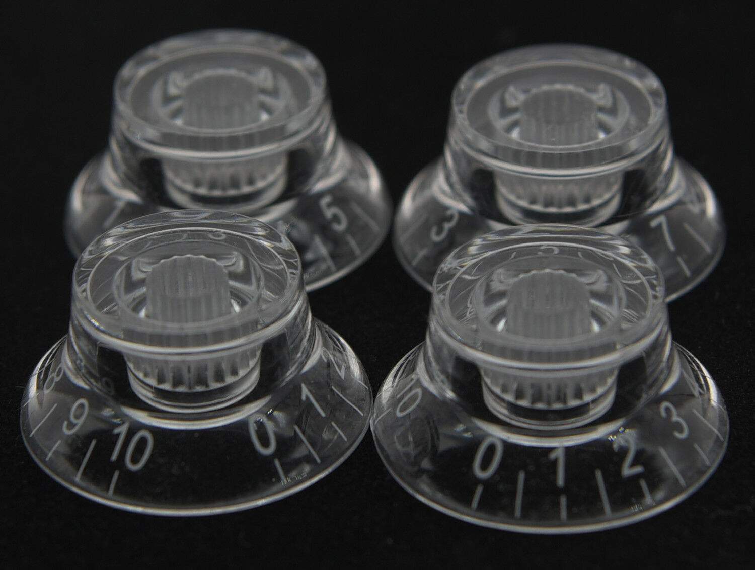 Clear/Transparent LP Bell Knobs Top Hat Knobs White Number for Epiphone Les Paul