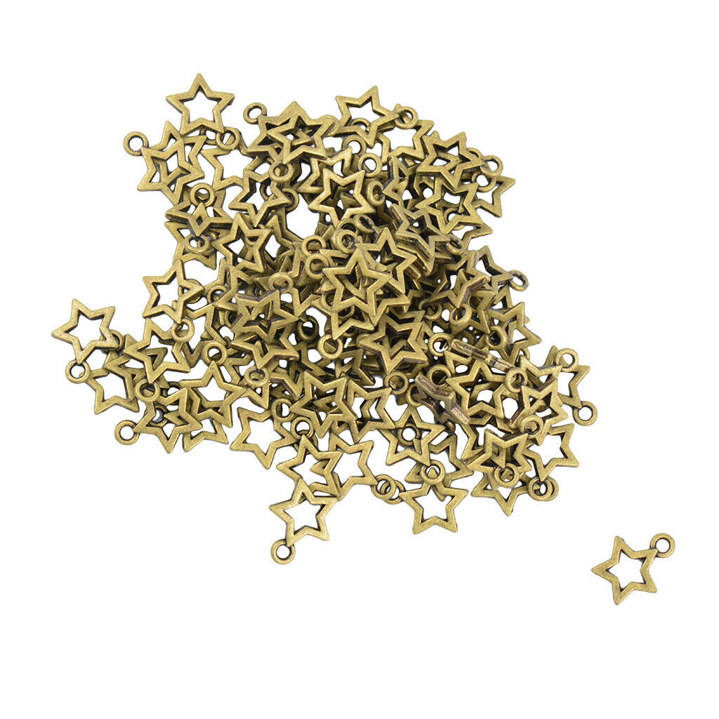 100pcs Bronze Tone Stars Charms Pendants DIY Jewelry Accessories Earrings