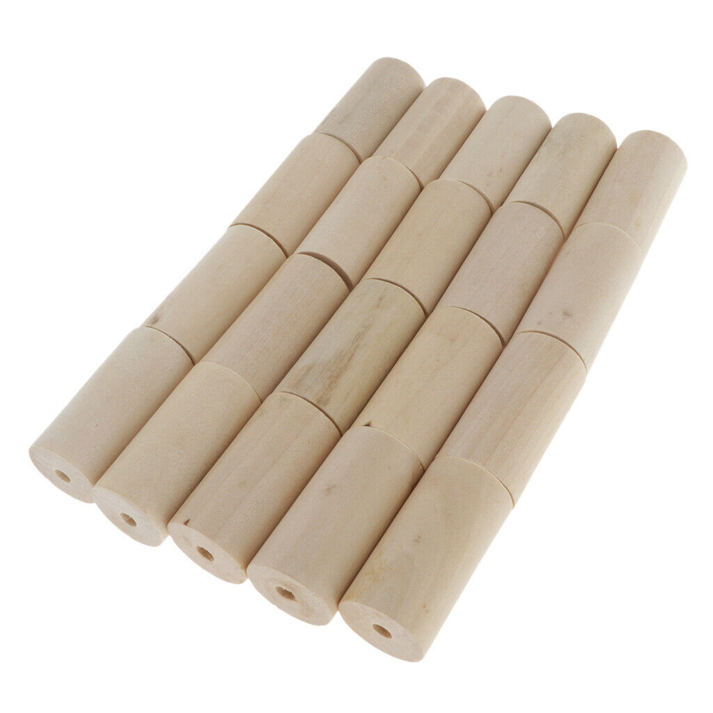 20x Natural Wooden Beads Round Cylinder Column Blocks DIY Craft Home Decor