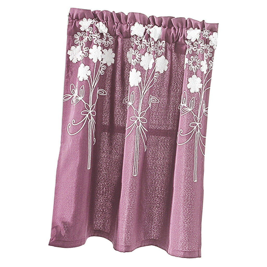 2x Floral Soft Polyester Privacy Half Window Curtain Home Window Ornament