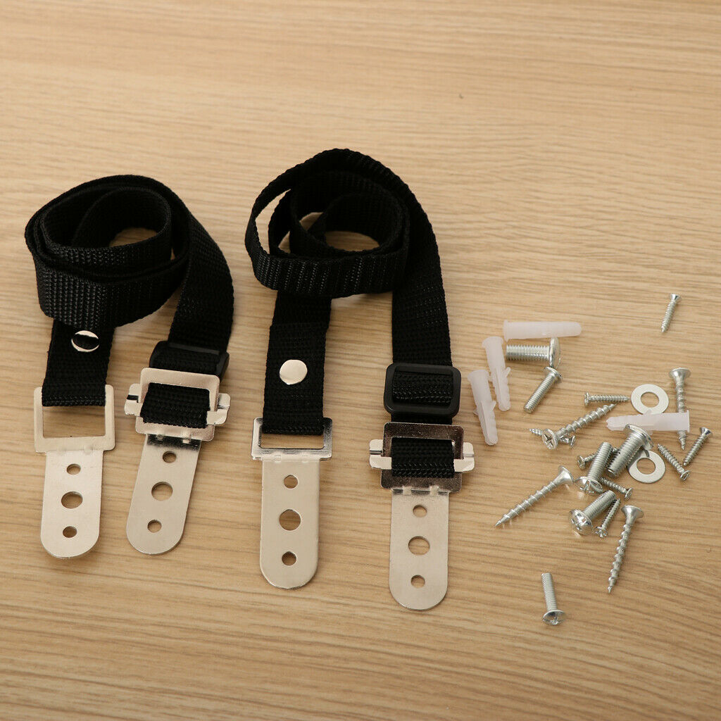 2pcs Baby Safety Proofing Anti Tip Tilting Hold Strap TV Stand Wall Fastener-