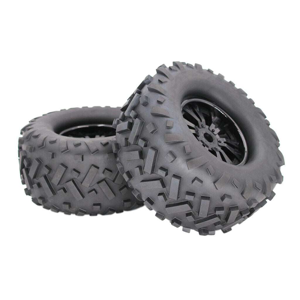 2 Pieces 170mm Rubber Wheels Rims Tire Set for 1/8 RC Monster Spare Parts
