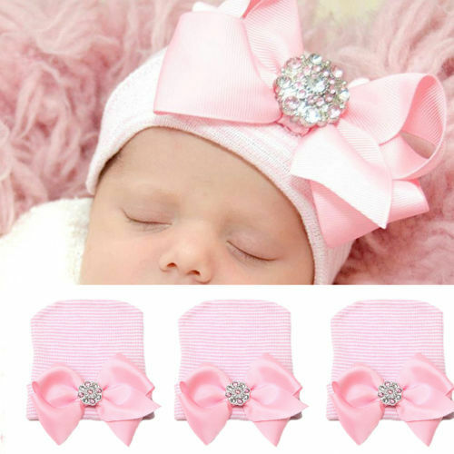 Baby Newborn Girl Infant Toddler Bowknot Beanie Cute Hat Hospital Cap Comfy BDAU