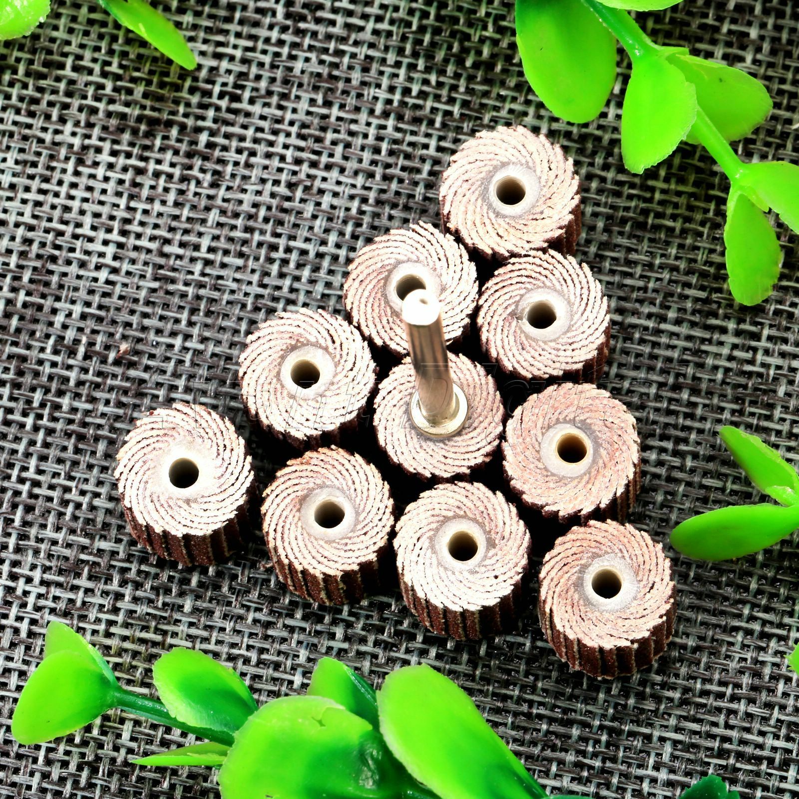 10X Sandpaper Flap Wheel Head Disc 1/8" Shank Rod Polishing 240 Grit Rotary Tool