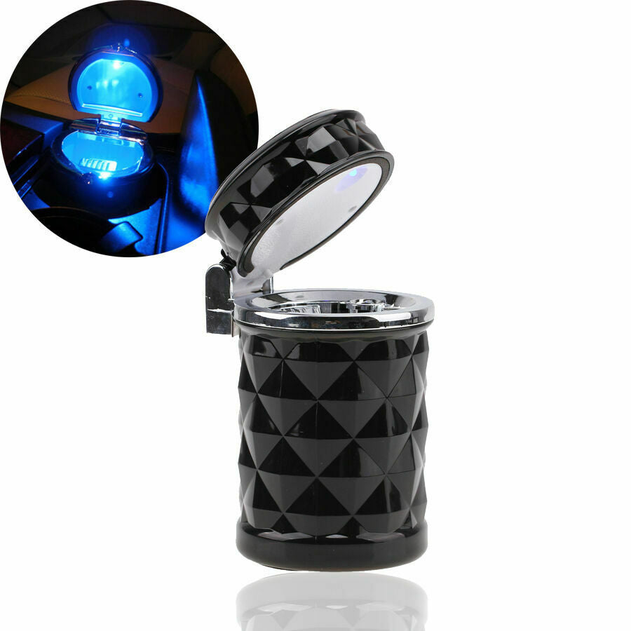 Car Truck LED Cigarette Smoke Ashtray Ash Tray Cylinder Holder Cup Lid