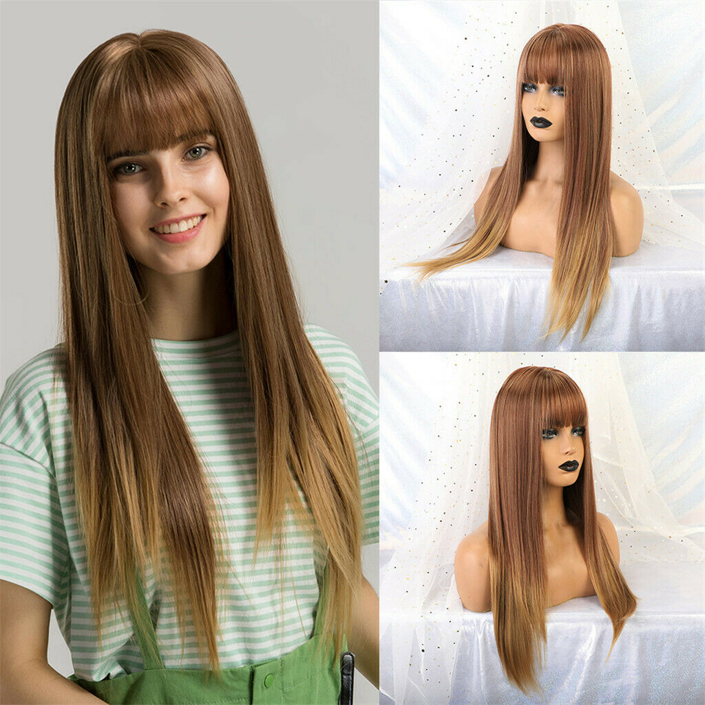 Elegant Fashion Long Straight Middle Part Womens Synthetic Wigs for Party