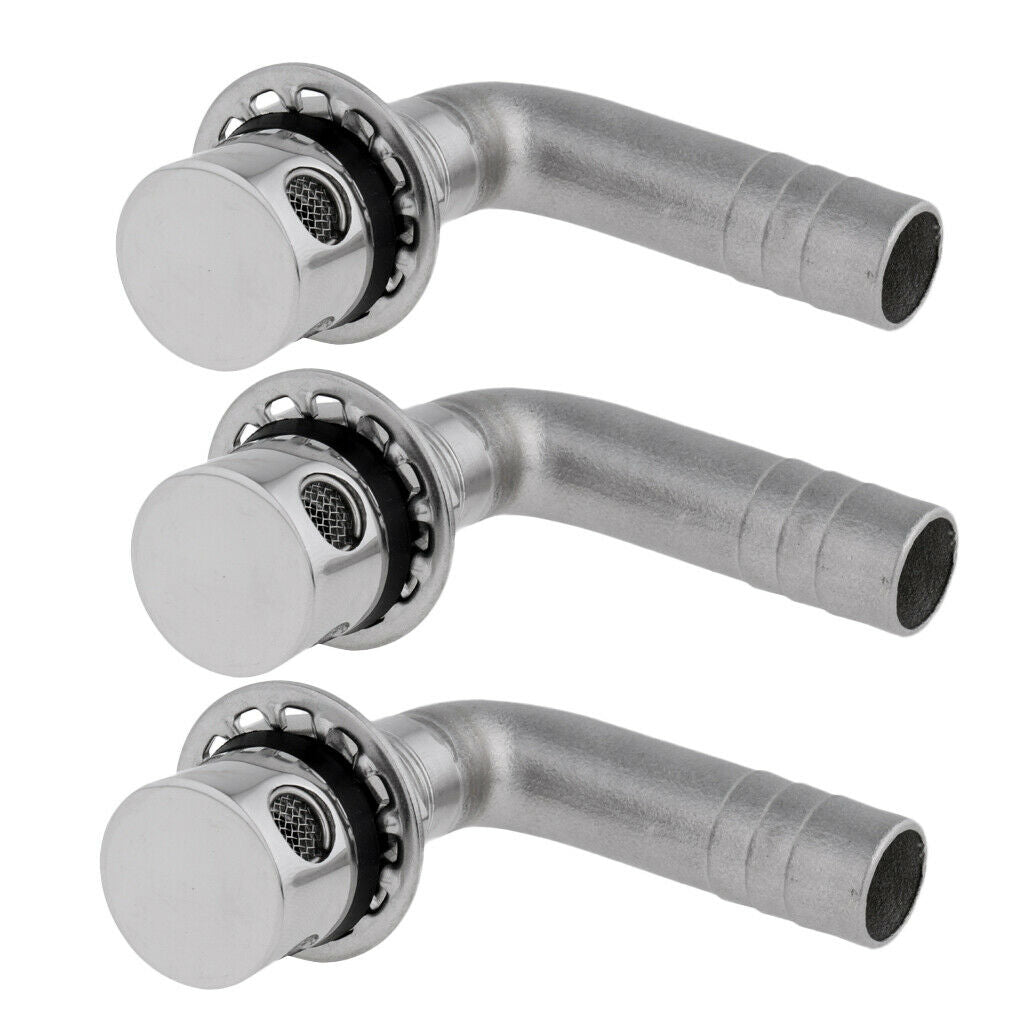 3pcs Marine Grade Stainless Steel 15mm Boat 90° Bend Fuel Tank Vent Breather