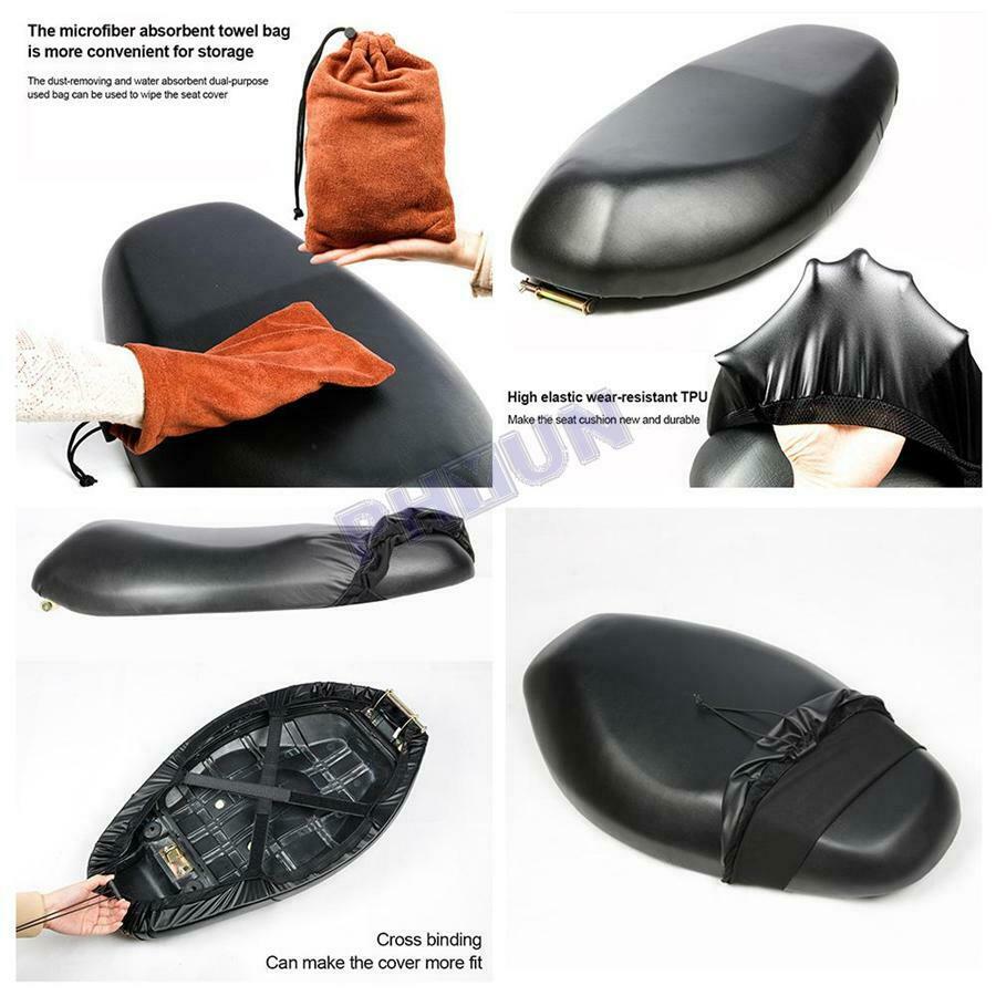 Black Motorcycle Seat Cover Cushion Dust UV Protection Universal Waterproof