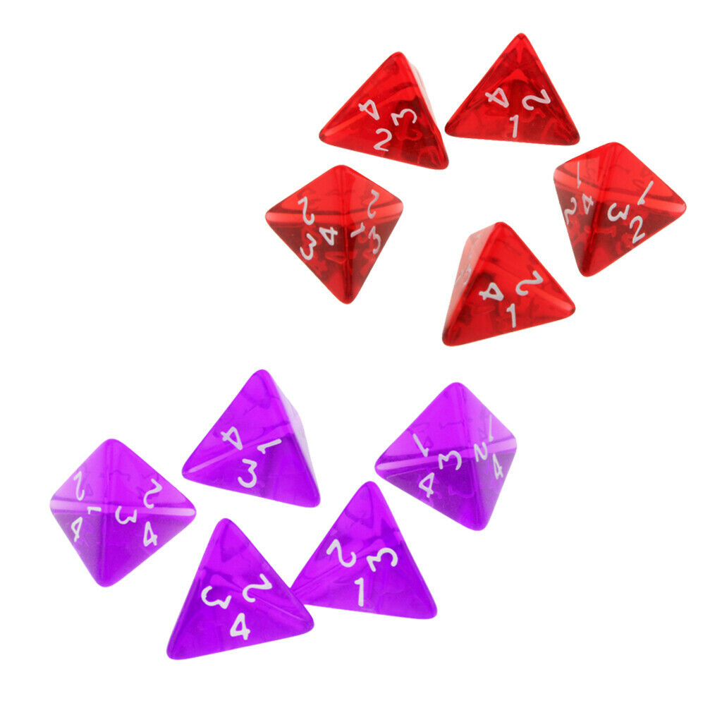 10x Polyhedral Dices D4 Dice Set for   Games, Purple + Red